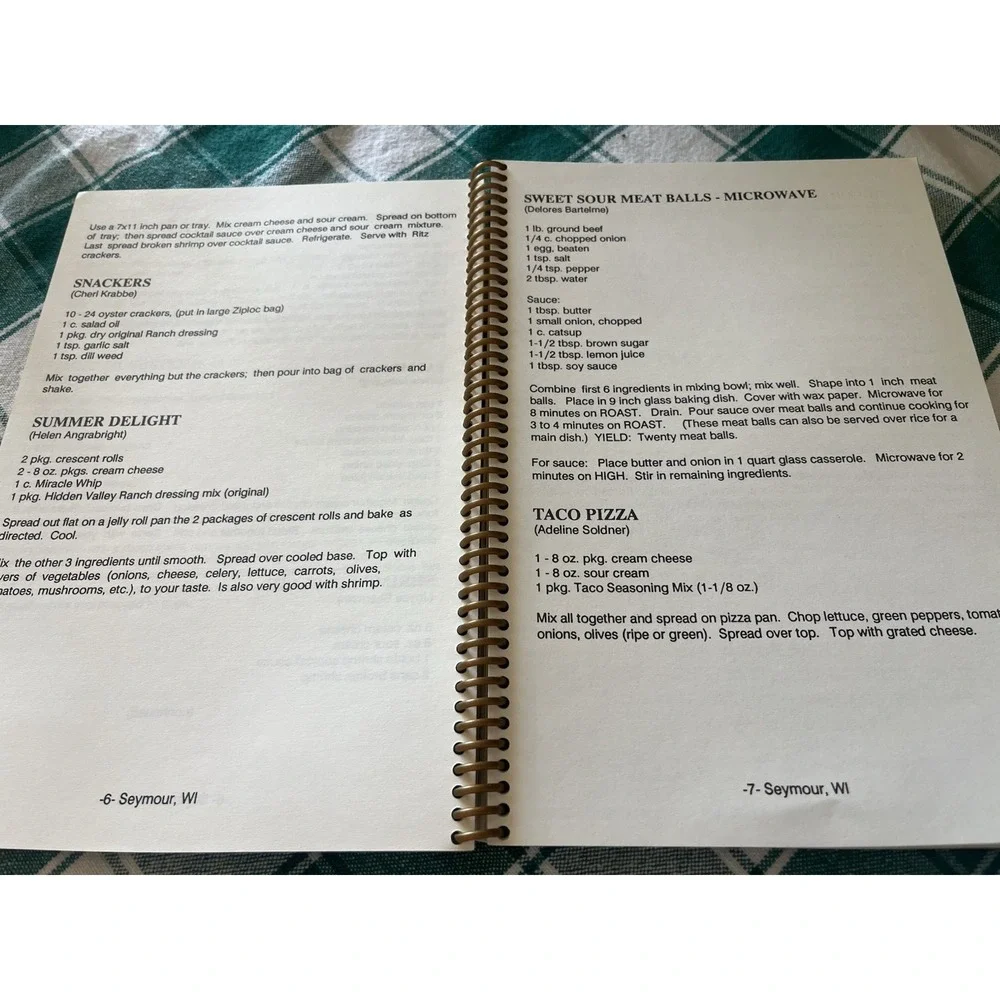 American Legion Auxiliary Seymour Wisconsin Recipe Book Cookbook Seymours